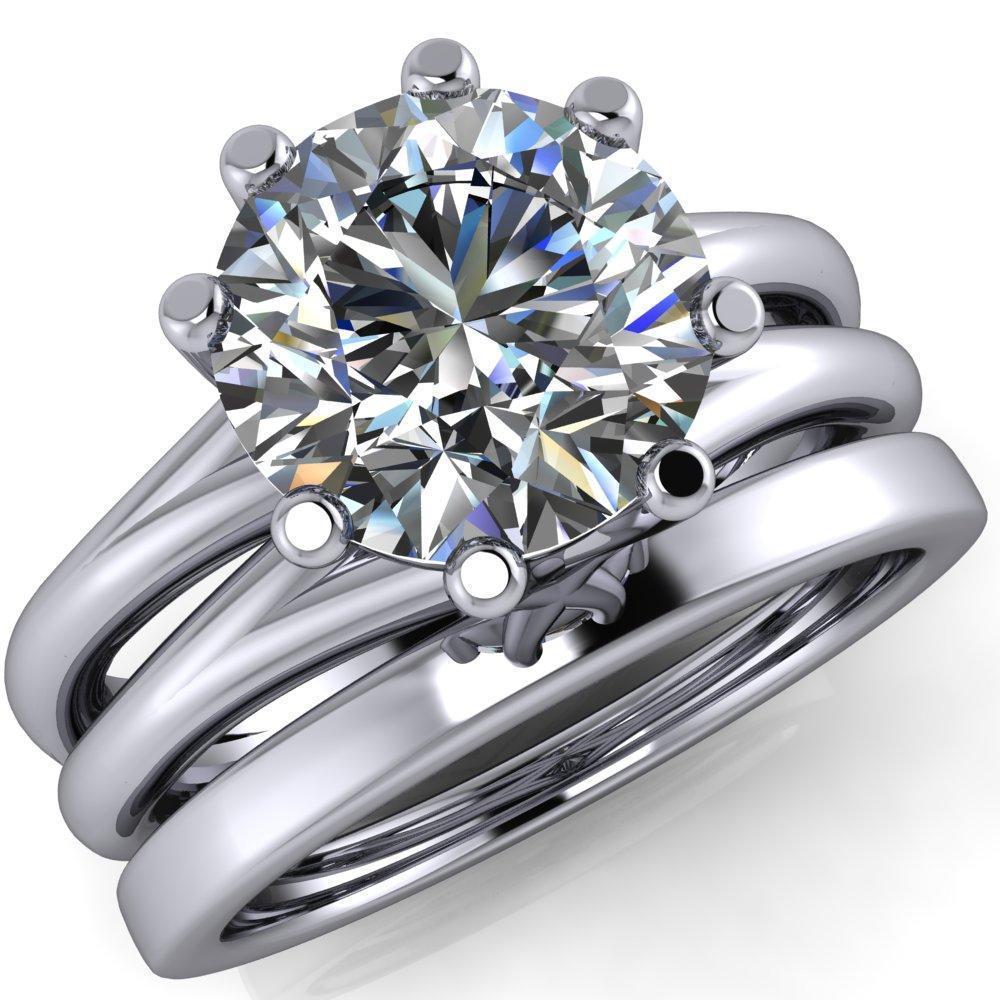 Libby Round Moissanite 8 Prong Split Shank Ring-Custom-Made Jewelry-Fire & Brilliance ®