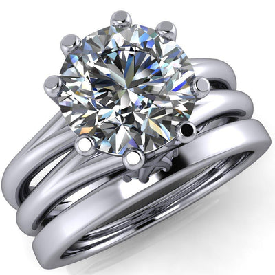 Libby Round Moissanite 8 Prong Split Shank Ring-Custom-Made Jewelry-Fire & Brilliance ®