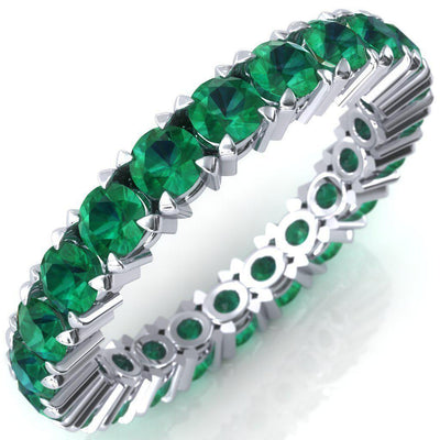 Lilaine Emerald Full Eternity 3mm Round Cut Engagement or Anniversary Ring-Wedding and Anniversary Bands-Fire & Brilliance ®