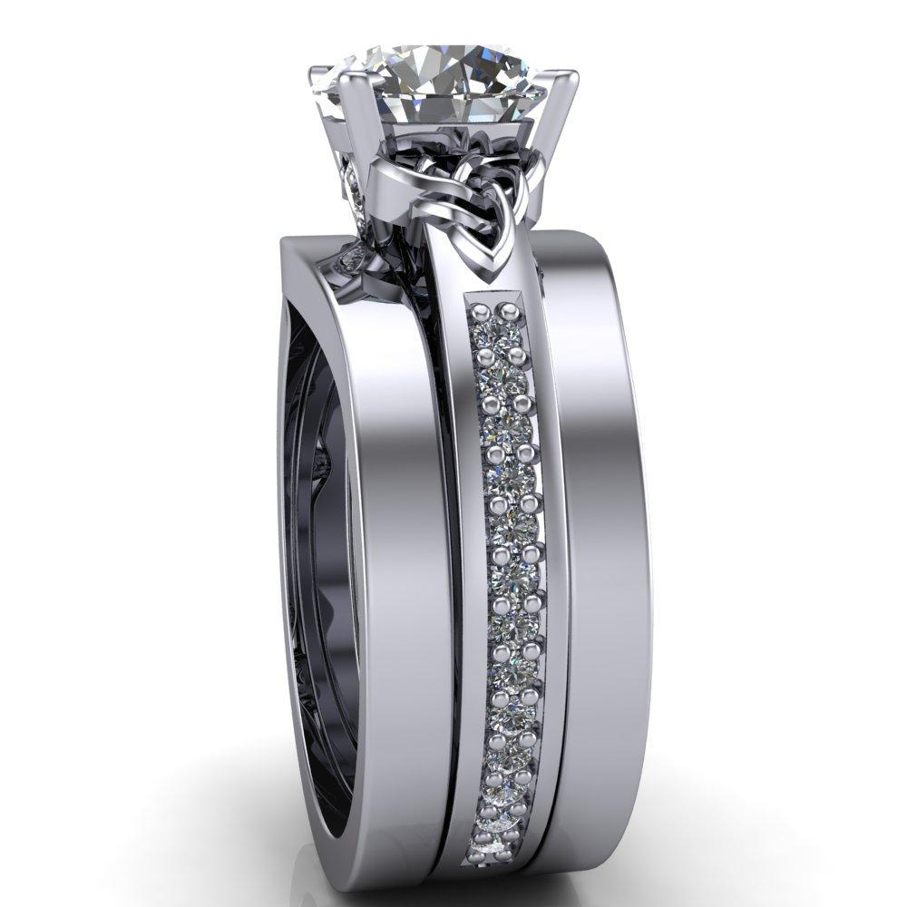Lilith Round Moissanite Intertwined Shoulders Thick Band Half Eternity Ring-Custom-Made Jewelry-Fire & Brilliance ®