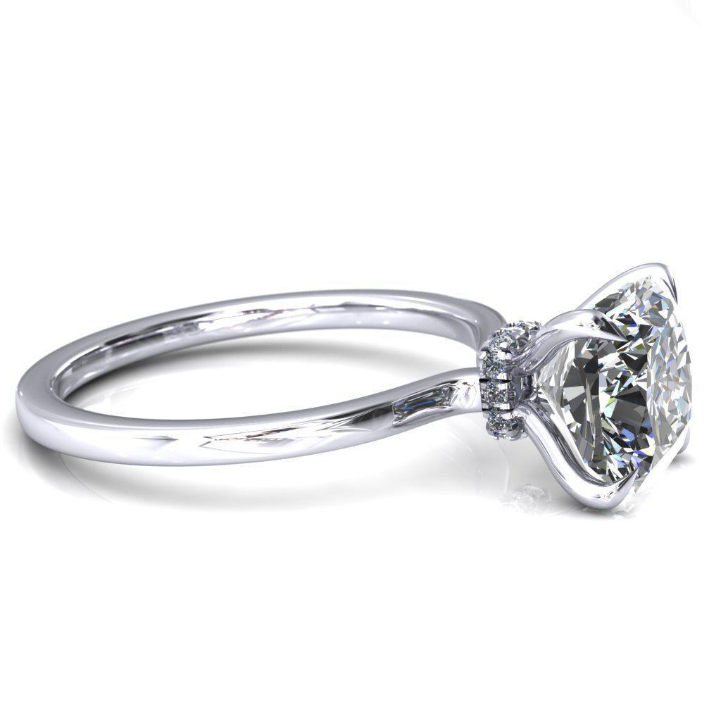 Liyana Cushion Moissanite 4 Claw Prong Micro Pave Diamond Accent Neck Ring Engagement Ring-FIRE & BRILLIANCE