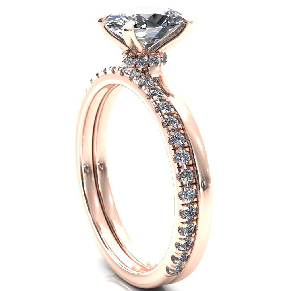 Liyana Oval Moissanite 4 Claw Prong Micro Pave Diamond Accent Neck Ring Engagement Ring-FIRE & BRILLIANCE