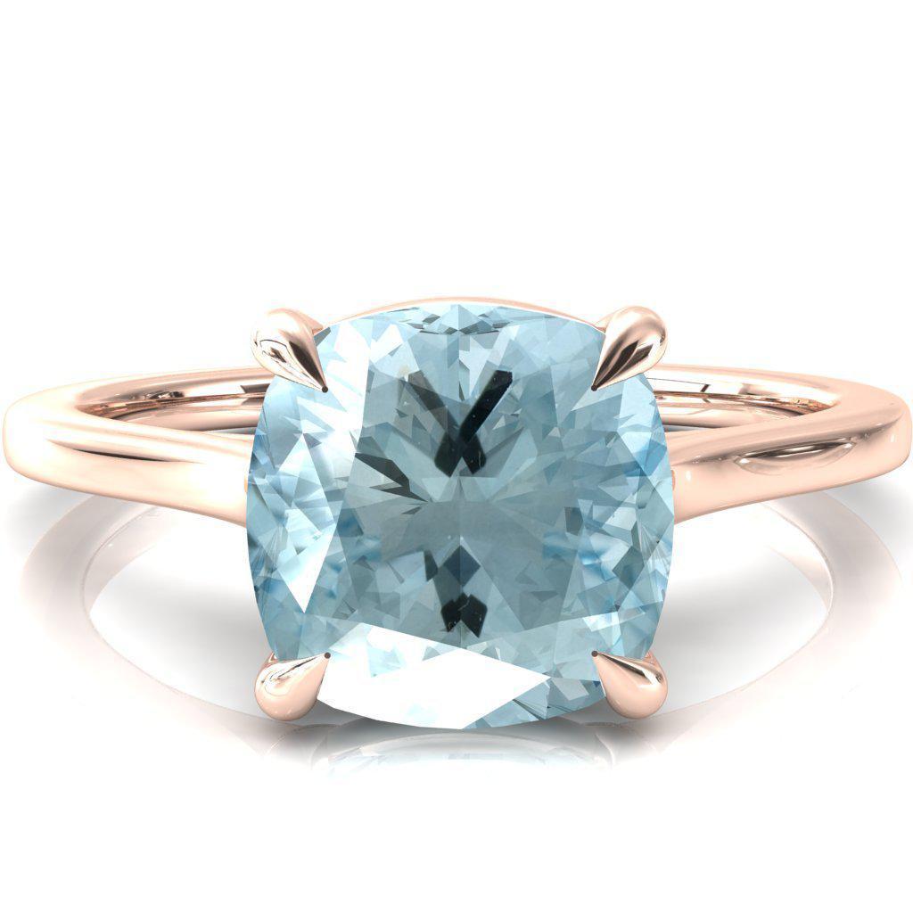 Lizzy Cushion Aqua Blue Spinel Claw Prong Cathedral Engagement