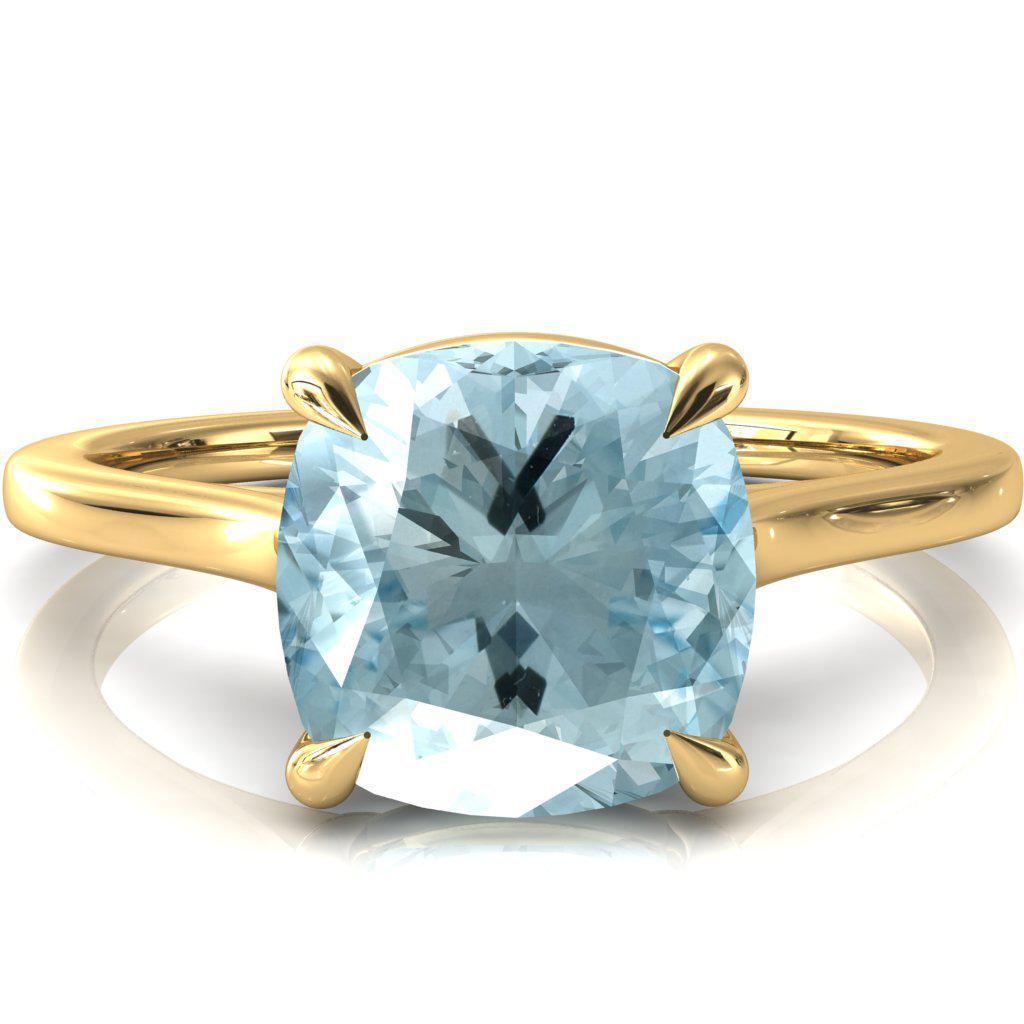 Lizzy Cushion Aqua Blue Spinel 4 Claw Prong Cathedral Engagement Ring-FIRE & BRILLIANCE