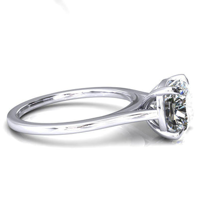 Lizzy Cushion Moissanite 4 Claw Prong Cathedral Engagement Ring-Custom-Made Jewelry-Fire & Brilliance ®