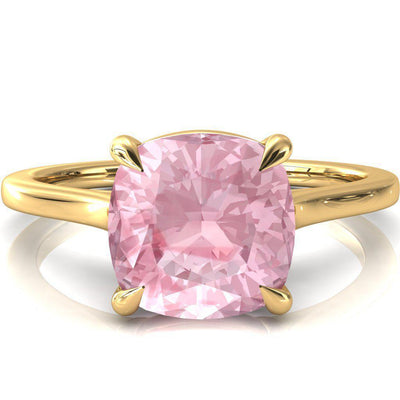 Lizzy Cushion Pink Sapphire 4 Claw Prong Cathedral Engagement Ring-FIRE & BRILLIANCE