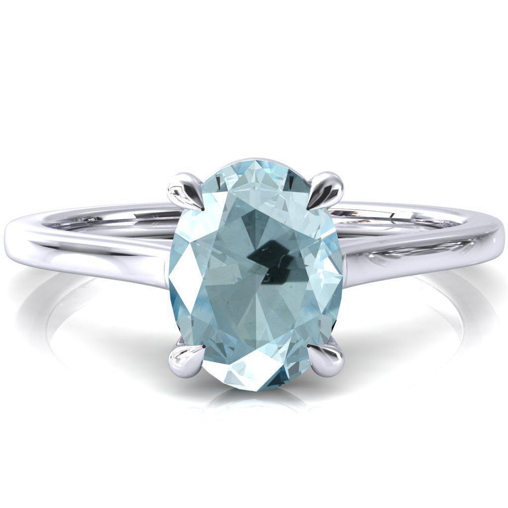 Lizzy Oval Aqua Blue Spinel 4 Claw Prong Cathedral Engagement Ring ...