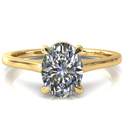 Lizzy Oval Moissanite 4 Claw Prong Cathedral Engagement Ring-Custom-Made Jewelry-Fire & Brilliance ®