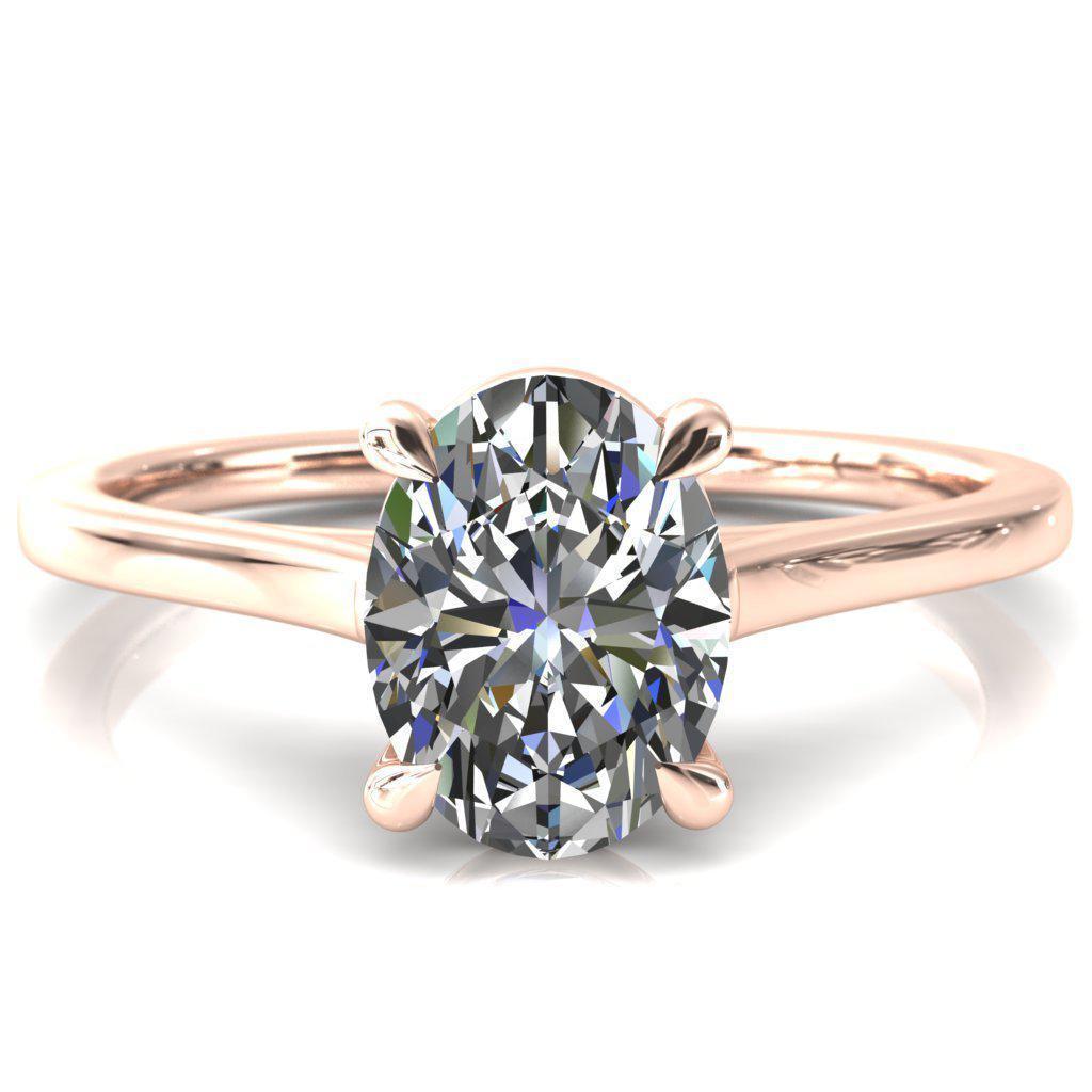 Lizzy Oval Moissanite 4 Claw Prong Cathedral Engagement Ring-Custom-Made Jewelry-Fire & Brilliance ®