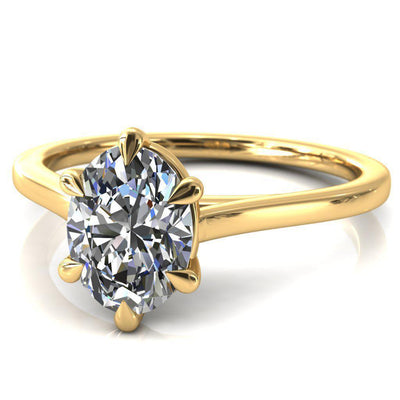 Lizzy Oval Moissanite 6 Claw Prong Cathedral Engagement Ring-Custom-Made Jewelry-Fire & Brilliance ®