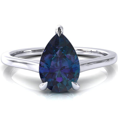 Lizzy Pear Alexandrite 3 Claw Prong Cathedral Engagement Ring-FIRE & BRILLIANCE