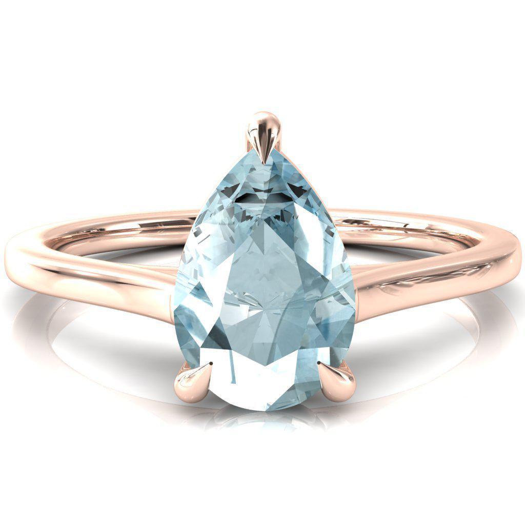 Lizzy Pear Aqua Blue Spinel 3 Claw Prong Cathedral Engagement Ring-FIRE & BRILLIANCE