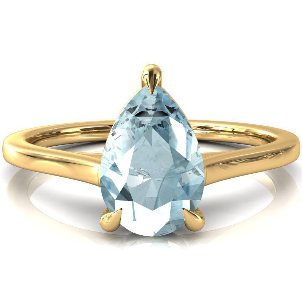 Lizzy Pear Aqua Blue Spinel 3 Claw Prong Cathedral Engagement Ring-FIRE & BRILLIANCE