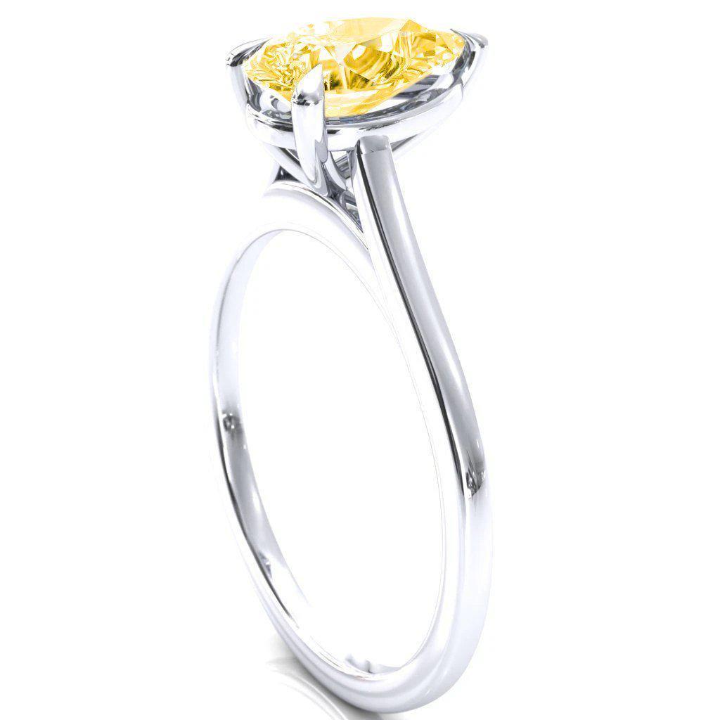 Lizzy Pear Canary Yellow 3 Claw Prong Cathedral Engagement Ring-FIRE & BRILLIANCE