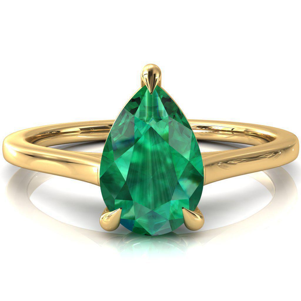 Lizzy Pear Emerald 3 Claw Prong Cathedral Engagement Ring-FIRE & BRILLIANCE