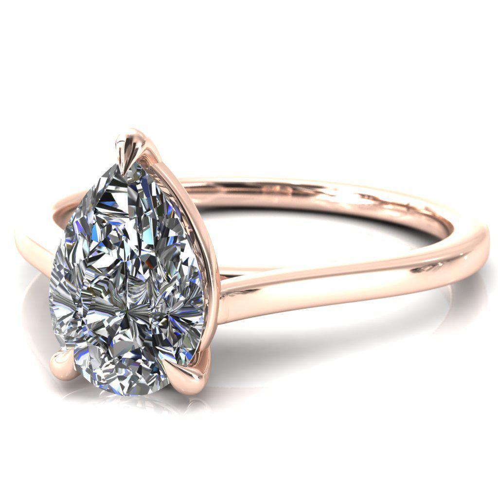 Lizzy Pear Moissanite 3 Claw Prong Cathedral Engagement Ring-Custom-Made Jewelry-Fire & Brilliance ®