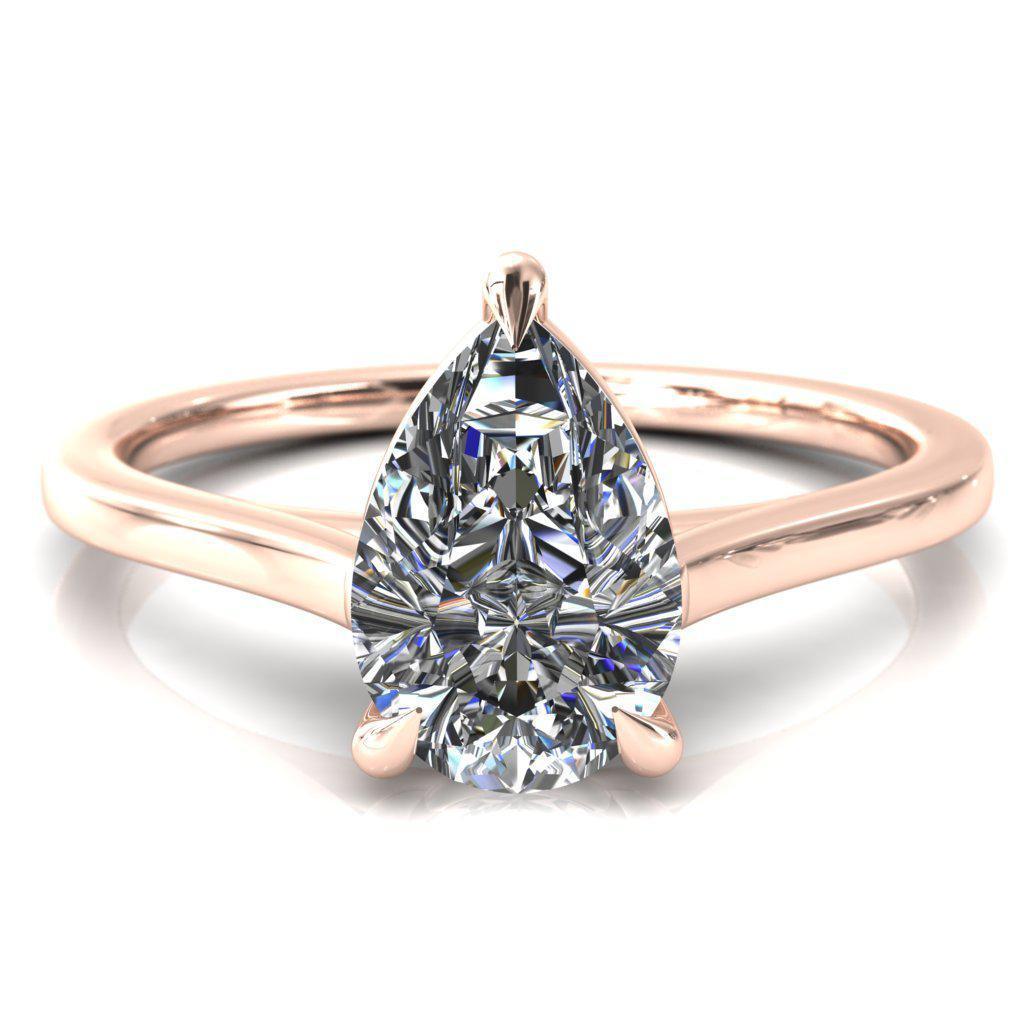 Lizzy Pear Moissanite 3 Claw Prong Cathedral Engagement Ring-Custom-Made Jewelry-Fire & Brilliance ®