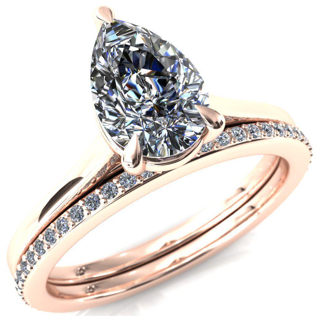 Lizzy Pear Moissanite 3 Claw Prong Cathedral Engagement Ring-Custom-Made Jewelry-Fire & Brilliance ®
