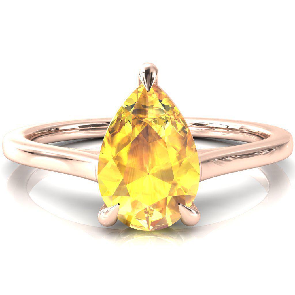 Lizzy Pear Yellow Sapphire 3 Claw Prong Cathedral Engagement Ring-FIRE & BRILLIANCE