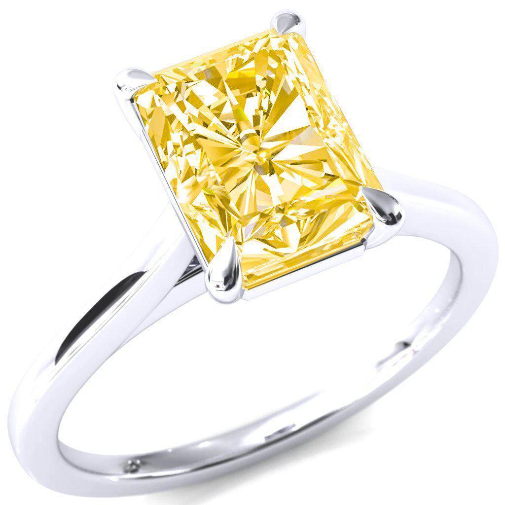 Lizzy Radiant Canary Yellow 4 Claw Prong Cathedral Engagement Ring-FIRE & BRILLIANCE