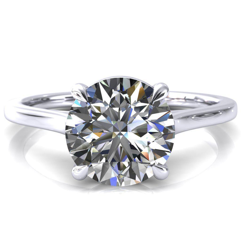 Lizzy Round Moissanite 4 Claw Prong Cathedral Engagement Ring-Custom-Made Jewelry-Fire & Brilliance ®