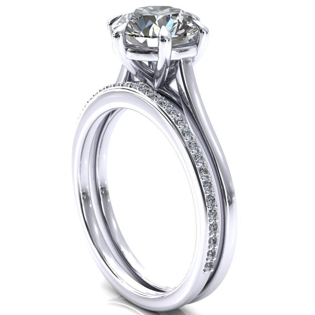 Lizzy Round Moissanite 6 Claw Prong Cathedral Engagement Ring-Custom-Made Jewelry-Fire & Brilliance ®