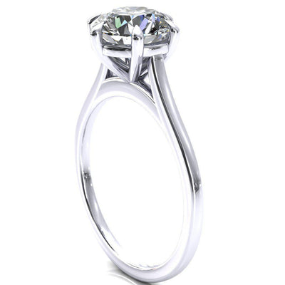 Lizzy Round Moissanite 6 Claw Prong Cathedral Engagement Ring-Custom-Made Jewelry-Fire & Brilliance ®