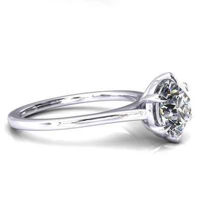 Lizzy Round Moissanite 6 Claw Prong Cathedral Engagement Ring-Custom-Made Jewelry-Fire & Brilliance ®