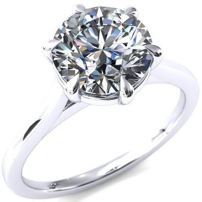 Lizzy Round Moissanite 6 Claw Prong Cathedral Engagement Ring-Custom-Made Jewelry-Fire & Brilliance ®