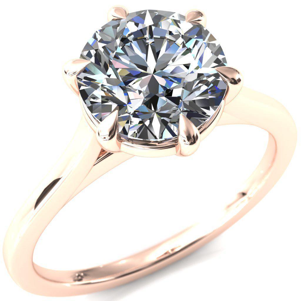 Lizzy Round Moissanite 6 Claw Prong Cathedral Engagement Ring-Custom-Made Jewelry-Fire & Brilliance ®