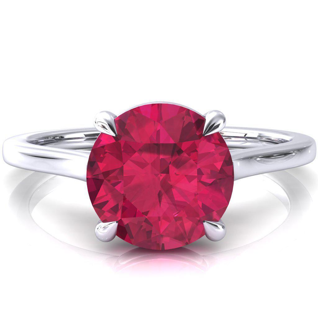 Lizzy Round Ruby 4 Claw Prong Cathedral Engagement Ring – FIRE & BRILLIANCE
