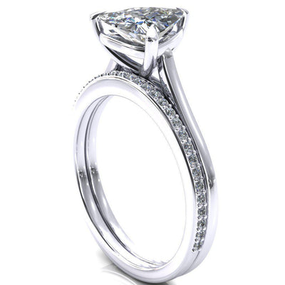 Lizzy Trillion Moissanite 3 Claw Prong Cathedral Engagement Ring-Custom-Made Jewelry-Fire & Brilliance ®