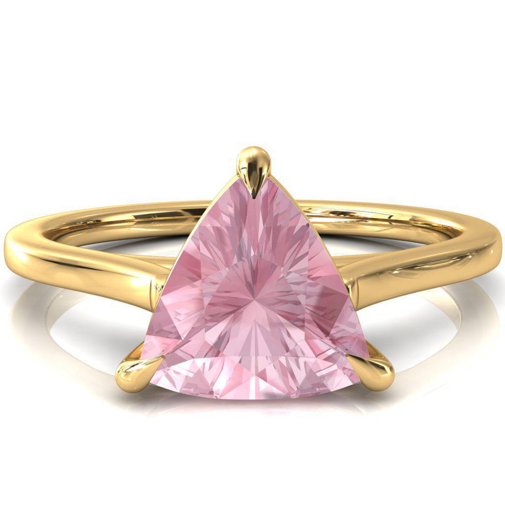 Lizzy Trillion Pink Sapphire 3 Claw Prong Cathedral Engagement Ring-FIRE & BRILLIANCE