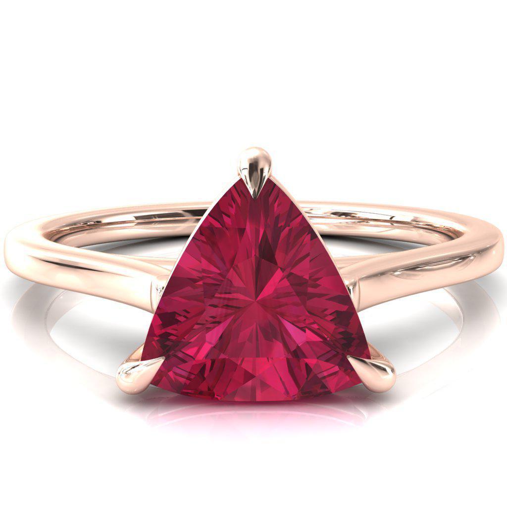 Lizzy Trillion Ruby 3 Claw Prong Cathedral Engagement Ring-FIRE & BRILLIANCE