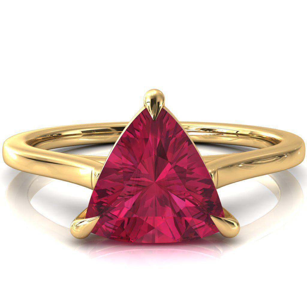 Lizzy Trillion Ruby 3 Claw Prong Cathedral Engagement Ring-FIRE & BRILLIANCE