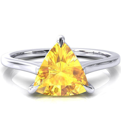 Lizzy Trillion Yellow Sapphire 3 Claw Prong Cathedral Engagement Ring-FIRE & BRILLIANCE