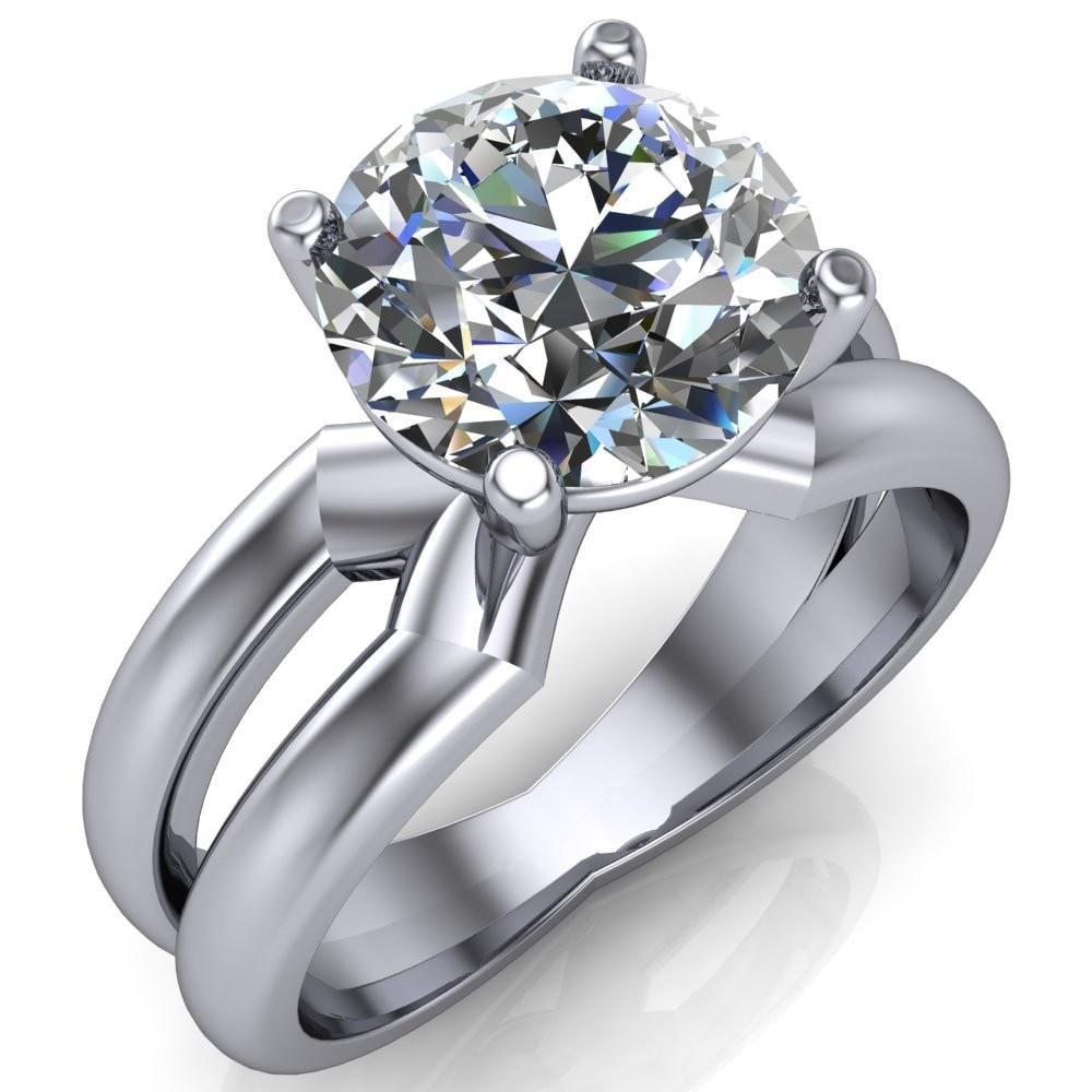 Lockhart Round Moissanite 4 Prong Split Shank Ring-Custom-Made Jewelry-Fire & Brilliance ®