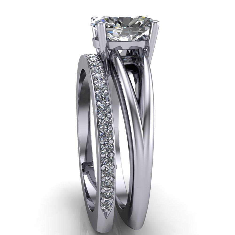Lorelai Oval Moissanite Split Shank Under Bezel 4 Prong Ring-Custom-Made Jewelry-Fire & Brilliance ®
