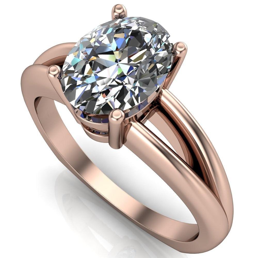 Lorelai Oval Moissanite Split Shank Under Bezel 4 Prong Ring-Custom-Made Jewelry-Fire & Brilliance ®