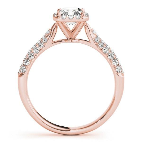 Lorene Emerald Moissanite Micro Pave Shank Halo Engagement Ring-Custom-Made Jewelry-Fire & Brilliance ®