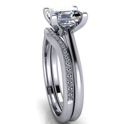 Lorraine Asscher Moissanite Solitaire High Shoulder Ring-Custom-Made Jewelry-Fire & Brilliance ®