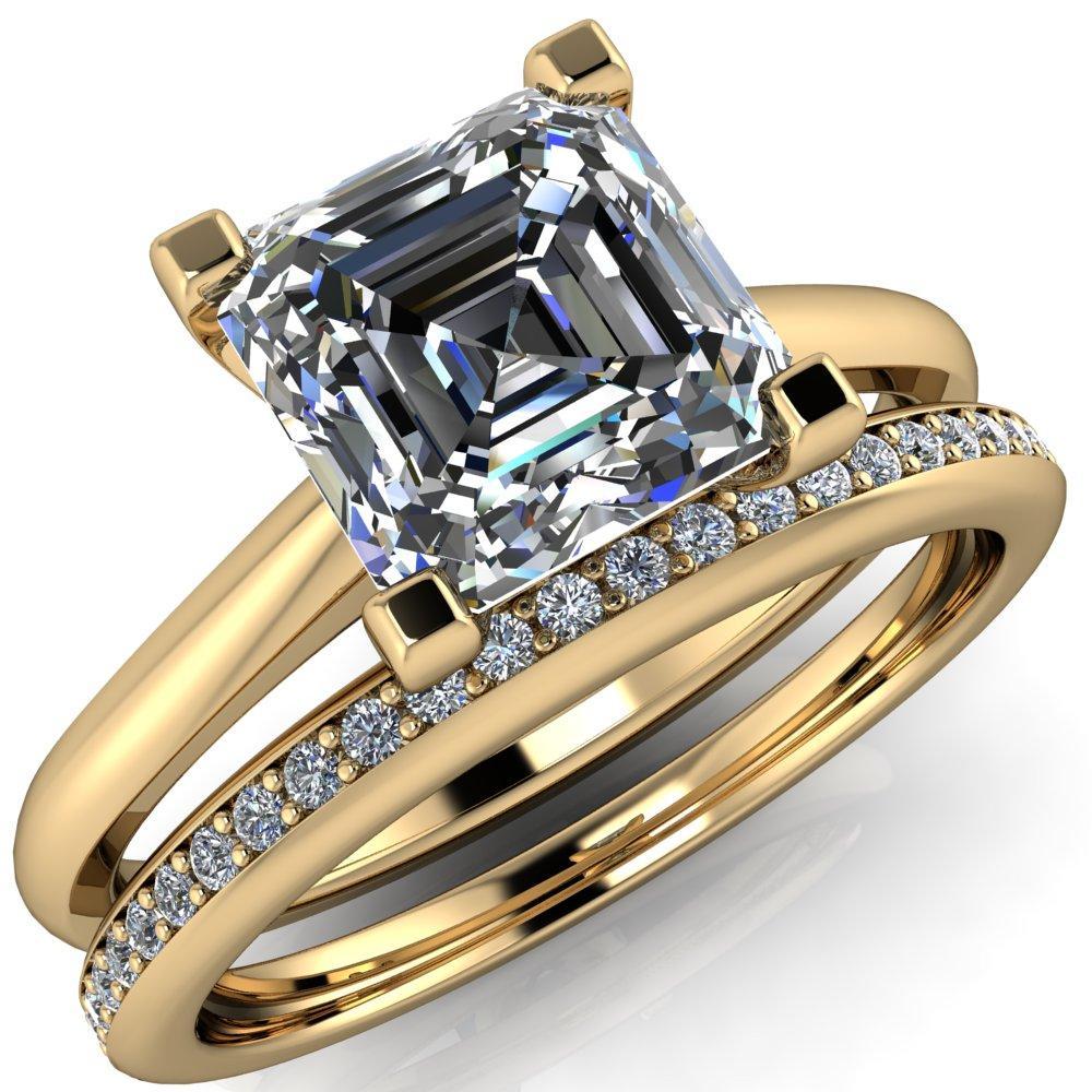Lorraine Asscher Moissanite Solitaire High Shoulder Ring-Custom-Made Jewelry-Fire & Brilliance ®