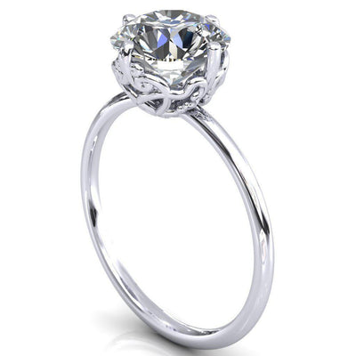 Love Wings Round Moissanite Engagement Ring-Custom-Made Jewelry-Fire & Brilliance ®