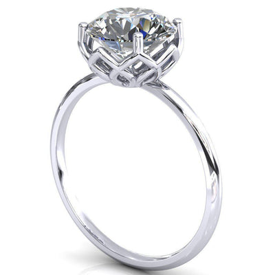 Lovely Lotus Round Moissanite Engagement Ring-Custom-Made Jewelry-Fire & Brilliance ®