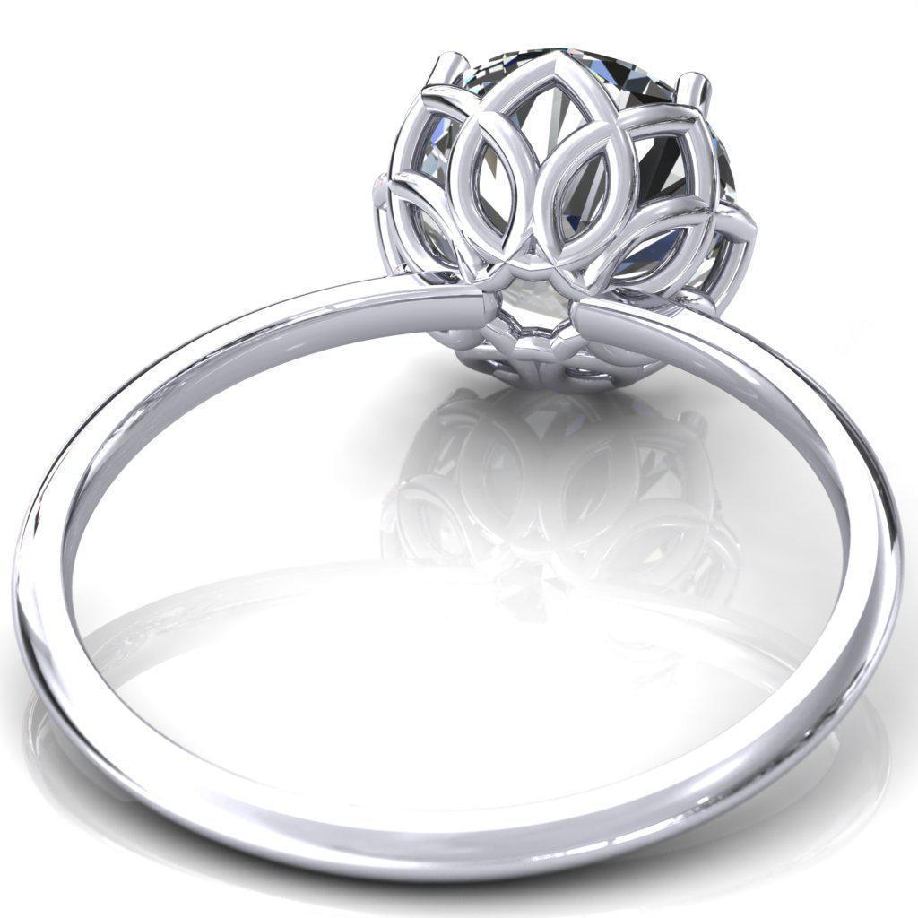 Lovely Lotus Round Moissanite Engagement Ring-Custom-Made Jewelry-Fire & Brilliance ®