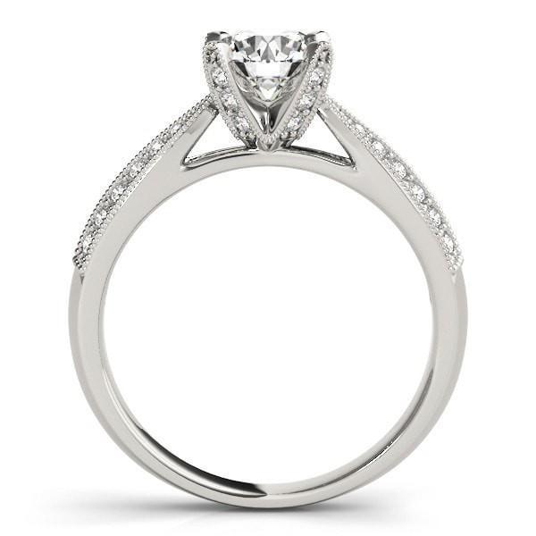 Loxley Round Moissanite Double Diamond Encrusted 4 Prong Engagement Ring-Custom-Made Jewelry-Fire & Brilliance ®