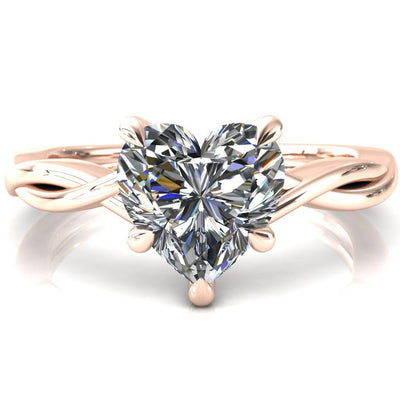 Lucia Heart Moissanite 5 Claw Prong 1/2 Infinity Solitaire Ring Engagement Ring-FIRE & BRILLIANCE