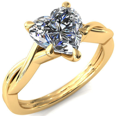 Lucia Heart Moissanite 5 Claw Prong 1/2 Infinity Solitaire Ring Engagement Ring-FIRE & BRILLIANCE