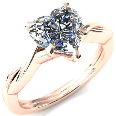 Lucia Heart Moissanite 5 Claw Prong 1/2 Infinity Solitaire Ring Engagement Ring-FIRE & BRILLIANCE