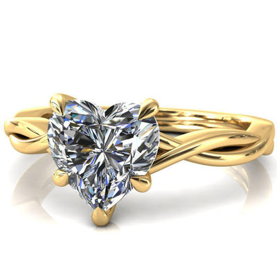 Lucia Heart Moissanite 5 Claw Prong 1/2 Infinity Solitaire Ring Engagement Ring-FIRE & BRILLIANCE